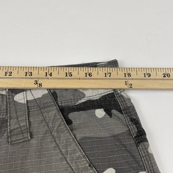 CSG Camo Cargo Shorts Men's 36 Snap Flap Pocket Ripstop Cotton Gray Black - Picture 5 of 11